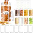 PeacePeo 32 OZ Plastic Jars,16 Pcs Clear Plastic Jars with White Lids Round Empty Storage Jar Wide Mouth Refillable Storage Container with Lids for Household and Kitchen Food Organizing