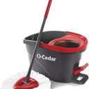 O-Cedar EasyWring Microfiber Spin Mop, Bucket Floor Cleaning System, Red, Gray, Standard
