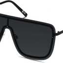 LYZOIT Rimless Oversized Square Sunglasses for Women Men Flat Top Shield Frameless Sun Glasses