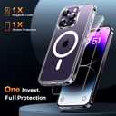 TAURI 2 in 1 for iPhone 14 Pro Max Case, Compatible with MagSafe [Not-Yellowing] with Screen Protector, Military-Grade Protection, Magnetic Case for iPhone 14 Pro Max 6.7", Clear