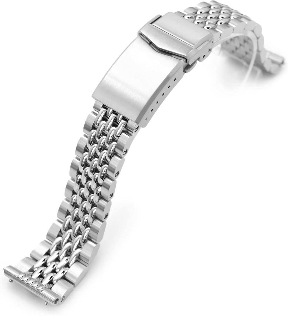 MiLTAT 20mm Goma BOR 316L Stainless Steel Metal Watch Band Straight End