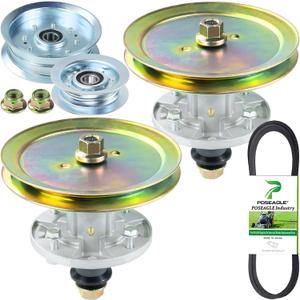 2 Pack GY21098 Spindle Assembly with GX20367 Spindle Pulley GY20629 and GY22172 Idler Pulley GX20072 Belt 1/2x103 for John Deere D100 D105 D110 D120 D125 D130 LA105 Lawn Tractors