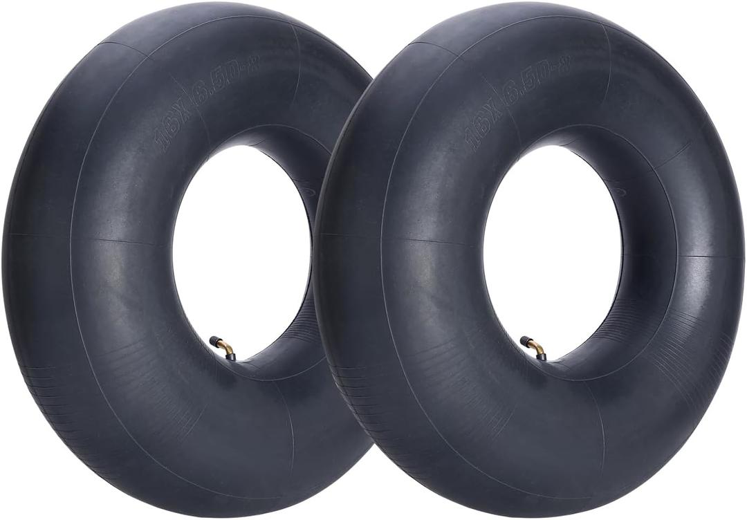 (2-Pack) Fastvert 16x6.50-8 / 16x7.50-8 Heavy-Duty Inner Tubes with TR-87 Bent Valve Stem Compatible with Lawn Mowers, Tractors, Wheelbarrows& More