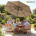 NEWBULIG 10ft Solar Patio Umbrella with 32 LED Lights, Table Market Umbrella with Tilt Adjustment & Crank Lift, Outdoor Sun Umbrella for Garden, Deck, Backyard, Pool and Beach