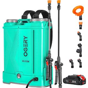 OGERY 4 Gallon Battery Powered Backpack Sprayer, 21V Electric Pump Sprayer