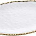 Pampa Bay Porcelain Large Oval Thanksgiving, Christmas, Hannukah, and Holiday and Party Serving Platter (White and Gold) 18.5 x 13 x 1.5 inches