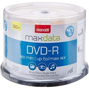 Maxell 638011 Superior Archival Life Metal Azo Dye Construction Write Once Format DVD-R 4.7 Gb Spindle 50 Disc Pack