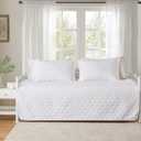 Hailea 3 Piece White Daybed Cover Twin Size Cozy Daybed Sets Bedding Double Sided Quilting Cover Set Geometric Print Bedspread Coverlet All Season for Twin Bed with 2 Standard Shams, White, 39"x75"