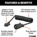 CURT 57281 5-Foot 7-Way RV Blade Vehicle-Side to 5-Way Flat Trailer Wiring Adapter Extension Harness