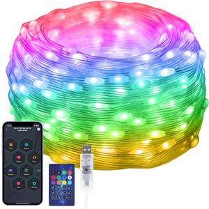 100 LEDs RGB Smart IC Fairy Lights, [APP & Remote Control] 33FT/10M Multicolor String Lights Indoor, USB Powered & IP65 Waterproof, Christmas Light Decoration for Outdoor, Christmas, Bedroom