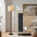 BOBOMOMO 62" Rustic Farmhouse Floor Lamp Dark Brown with Remote & Dimmable 9W Bulb, 3 Color Temperatures Resin Standing Lamp, Retro Tall Lamp for Living Room, Bedroom, Nursery, Office, Reading Nook