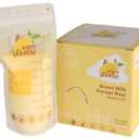 Baby Lemon Breast Milk Storage Bags with Spout - 8 oz, 100 Bags, Extra Thick, Leak Proof, Pre-sterilized, Ready to Use, BPA Free, Easy Write Material