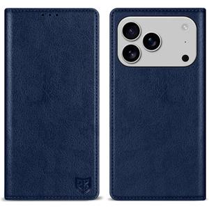 ZZXX for iPhone 17 Pro Wallet Case with [RFID Blocking] Card Slot Stand Strong Magnetic Leather Flip Fold Protective Phone Case for iPhone 17 Pro Case Wallet(Blue-6.3 inch)