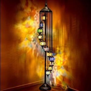 Hortsun Turkish Lamp Moroccan Floor Lamp Handmade Globe Living Floor Lighting Bohemia Standing Lighting for Decorative Home Designs(Floor,11 Globes Style)