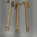 Wire Brush Set 3Pcs, Small Detailing Wire Scratch Brushes for Deep Cleaning, Brass/Stainless Steel Bristles with  4" Curved Wood Handle for Metal Rust Remover,Paint, Dirt, Paint Scrubbing