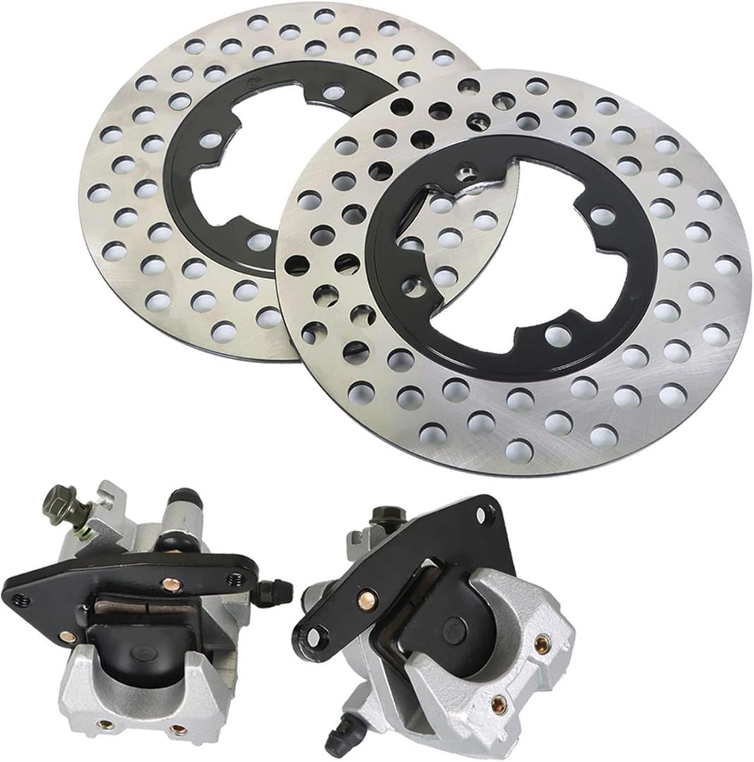WFLNHB Front Brake Calipers Brake Rotors Replacement for Yamaha Grizzly 350 YFM350 400 YFM400 450 YFM450 2007-2014 3GD-2580T-01-00 3GD-2580U-01-00 5ND-F582T-00-00
