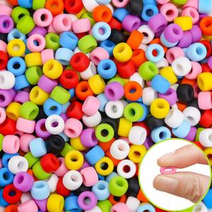 300PCs Silicone Pony Beads 6 * 9mm Silicone Kandi Beads for Bracelet Making, Mixed Colors Soft Focal Beads for Hair Braiding, Pens, DIY Crafts, Key Chains and Ornaments Decorations (Mix Colors)