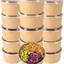 34 oz Disposable Kraft salad paper bowls with lids, Food containers Soup Bowls Party Supplies Treat Bowls 50 Pack
