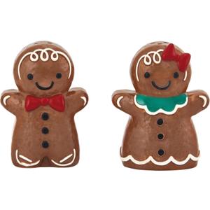 Bico Gingerbread Man Stoneware Hand Painted Salt & Pepper Shaker Set, Dishwasher Safe