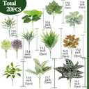 20Pcs Artificial Plants Outdoor Fake Plants Flowers UV Resistant Plastic Bushes Leaves Realistic Faux Greenery Grass Stems for Outside Front Porch Planters Garden Window Box Patio Decor