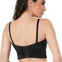 Charmian Women's Colorful Rhinestone Push Up Bra Clubwear Party Bustier Crop Top Valentines Bra Top Black Large