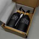 MOMEEMO Black Soap Dispenser Bathroom Set, Hand Soap and Lotion Set Suitable for Bathroom Decor. (Black) (Sl Black & Tray)