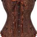 WHIPPY Women's Bustier Corset Tops for Women Lace Up Boned Overbust Bustier Shapewear Lingerie Top Waist Training Corset (X-Large, Coffee)