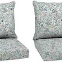 Arden Outdoor Deep Seat Cushion Set (2-Pack), 24 in x 24 in, Weather-Proof, Rain-Proof, Fade Resistant Patio Cushion for Chair, Sofa, and Couch Pistachio Botanical