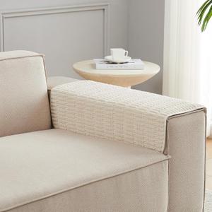 Sofa Armrest Cover Couch Arm Cover Armchair Covers, 2pcs 22x26 inch Anti-Slip Couch Arm Protectors Sofa Arm Covers (Cream White)