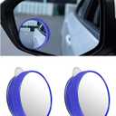 2PCS Blind Spot Mirror for Cars, Round HD Glass Car Blind Spot Mirror with Suction Cup, Convex 360° Wide Angle Side Rear View Mirrors, Adjustable Reusable Mini Rear View Mirrors (Blue)