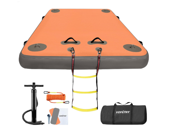 VOFiTNY Inflatable Floating Dock, Swim Platform Floating Dock for Lakes, Lake Floats for Adults, Island Raft Mat for Lake Beach Ocean, Non-Slip Surface, 5 x 6 ft.