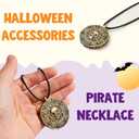 Spooktacular Creations Halloween Pirate Coin Necklace Pirate Skull Necklace Accessories for Men Women Halloween Cosplay, Pirates Costume, Halloween Dress Up Party Favors