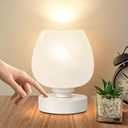 Soilsiu Bedside Table Lamp - Touch Small Lamp for Bedroom Nightstand, 3-Way Dimmable, White Opal Glass Shade, Warm LED Bulb Included (1 Pack - Non USB)