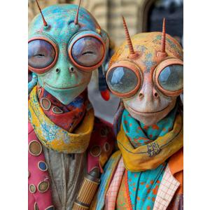 Cross & Glory - Meet The Aliens: Elara and Nox - 1000 Piece Jigsaw Puzzle for Adults | Cosmic Love Story Puzzle | Unique Alien Artwork Puzzle