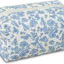 Quilted Makeup Pouch,Cotton Puffy Makeup Bag, Coquette Cosmetic Bag for Women and Girls, Aesthetic Organizer Bag, Cute Flower Travel Toiletry Bag
