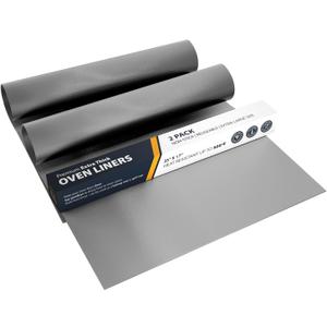 Oven Liners for Bottom of Oven - 2 Pack Large Heavy Duty Mats, 17x25 Non-Stick Reusable Liner for Electric, Gas, Toasters, Grills - BPA & PFOA Free Kitchen Accessory to Keep It Clean (Silver)