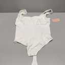FeelinGirl Body Suits for Womens Tummy Control Bodysuit Square Neck Compression Bodysuit Thong Shapewear Bodysuit, White, XL/ XXL