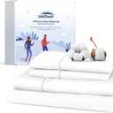 sunflower Cotton Queen Sheet Set - Queen Size Sheet Deep Pocket Up to 16 inches, White Queen Sheet Set, 4-Piece Luxury Hotel Quality Sheet with Silver Trimmed Design