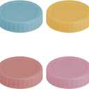 Vaincre 8PCS Mason Jar Lids - Colored Plastic Mason Lids Regular Mouth, Leak Proof Canning Covers with Silicone Rings for Ball, Kerr and More, Reusable Can Tops Caps Covers for Jars
