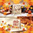 4Pcs Hello Fall Decorations for Home Thanksgiving Decor Desk Sign Gifts for Coworkers Friends I Love Fall Most Of All Thankful Blessed Plaque for Farmhouse Garden Yard Autumn Decor White Elephant Gift