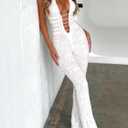 Raruxxin Women Sexy See Through Lace Jumpsuit Sleeveless Backless Cut Out Skinny Long Romper Sheer One Piece Outfit Clubwear (White, L)