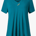 U.Vomade Women's Plus Size Tops Short Sleeve Blouses Flowy Summer Tunic Tops 2X