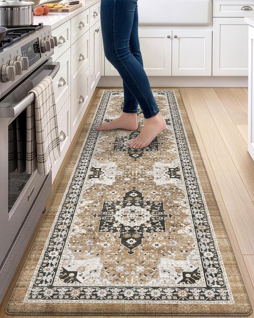 DEXI Kitchen Floor Mats Cushioned Anti Fatigue Runner Rug 24x87 Brown, 87"L x 24"W x 0.4"Th