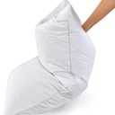 Three Geese Pack of 2 White Goose Feather and Polyester Bed Pillows King Size- Soft 600 Thread Count 100% Cotton, Medium Firm,Soft Support,White Solid