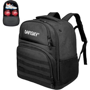 Bowling Ball Bag 2 Ball Bowling Backpack for Single or 2 Balls with Shoes Compartment Fits Up to US Size 15 (Black)