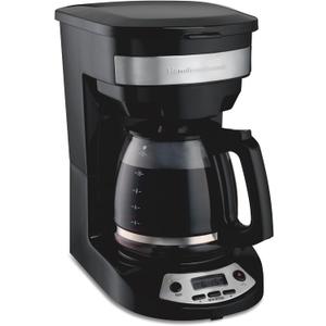 Hamilton Beach 12 Cup Programmable Drip Coffee Maker Machine, Regular & Bold Brew Options, Auto Pause and Pour, Glass Carafe, Black with Stainless Accents (46299J)