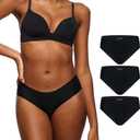LEAKPROOF2.0 Seamless Bikini Period Underwear for Women | Period Panties Holds 6 Tampons | Mild Incontinence Leak Proof Underwear (S/M, 3-Black)