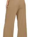 FUNYYZO Wide Leg Pants Women's High Elastic Waisted in The Back Business Work Trousers Long Straight Suit Pants (XS)