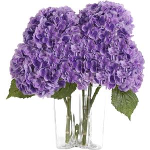 Purple Hydrangea Artificial Flowers 3pcs Lifelike Faux Hydrangea Real Touch Fake Flowers for Home Wedding Christmas Office Party Living Room Decoration,22inch
