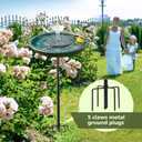 Bird Bath with Solar Powered Fountains for Hummingbirds, Stable Stylish Design with 5-Prong Base Stake Plastic Bird Bath for Outside Patio Yard Garden(Gift)